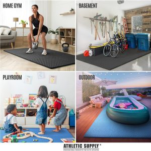 tatami pattern 3/4 inch thickness interlocking exercise foam mats, extra thick eva foam flooring tiles, gym fitness equipment mat & home protective flooring cushion, black & blue