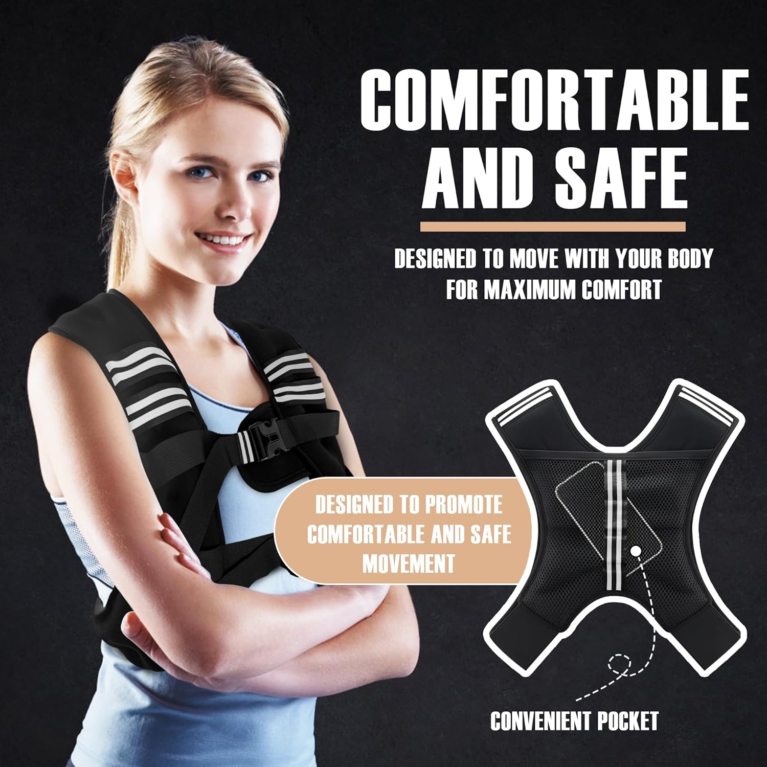 weighted vest men or women 5/10/15/20/25/30lbs weights with reflective stripe, weighted vest for workout equipment for strength training running walking weight loss weighted vest men or women 5/10/15/20/25/30lbs weights with reflective stripe, weighted vest for workout equipment for strength training running walking weight loss